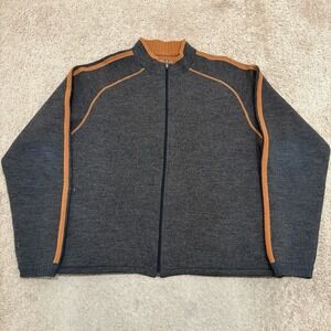 Kuhl Merino Wool Full Zip Jacket Men's Large Gray Orange